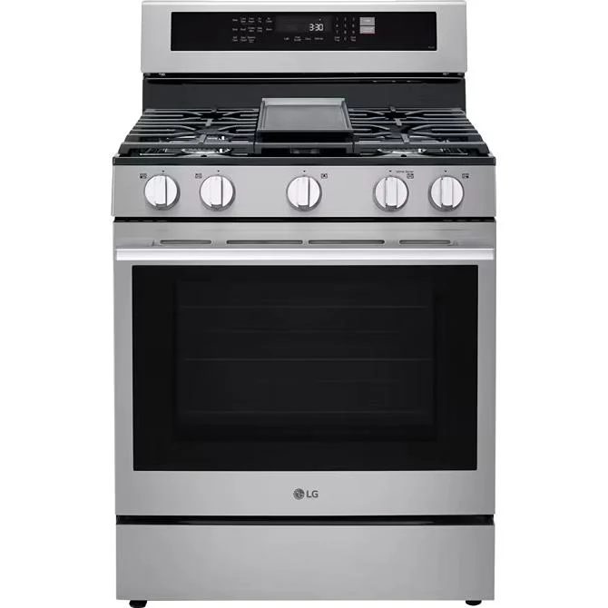 LG Cuisinière à gaz intelligente de 30 pouces avec fonction Air Fry LRGN6325X
