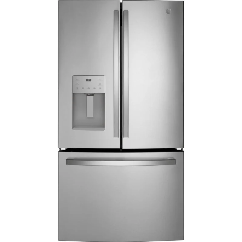 GE Réfrigérateur trois portes avec porte à deux battants à profondeur de comptoir de 36 po., 20,6 pi.cu. avec machine à glaçons extérieure GYE21JYMFS