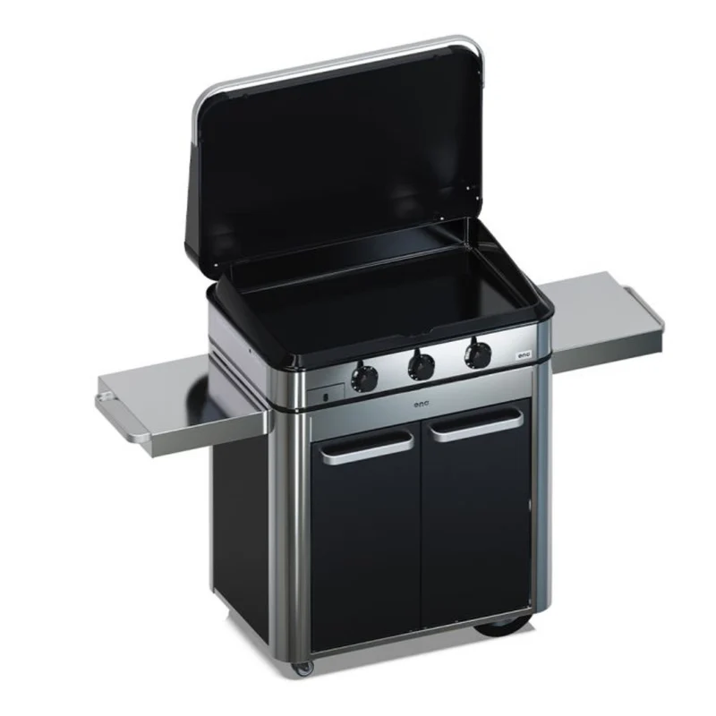 Plancha Gaz ENOSIGN 80 sur Chariot Inox et Noir - ENO