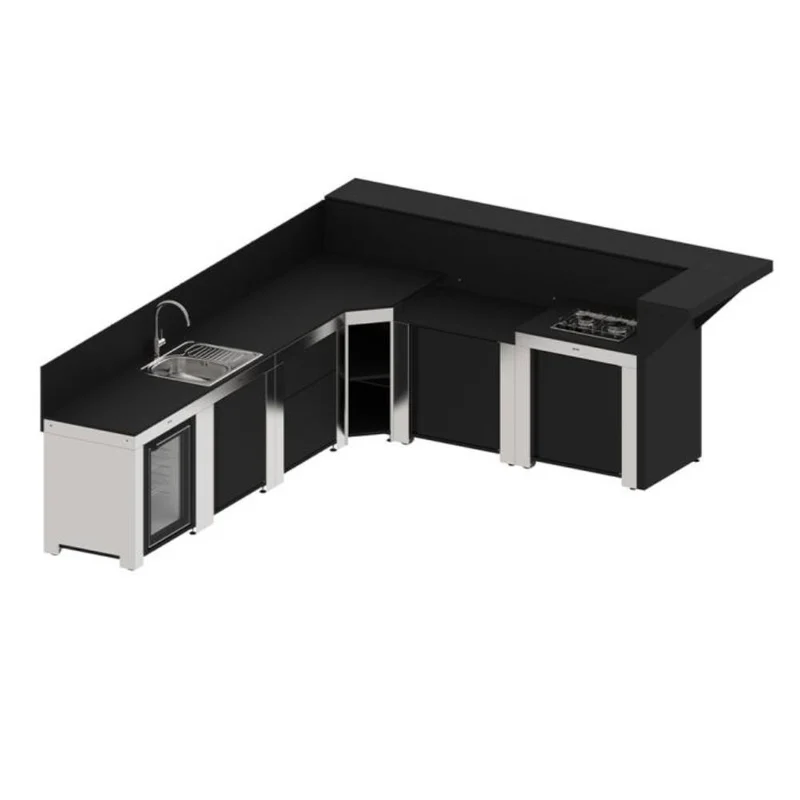 Ensemble Cuisine Extérieure Deluxe 6 Modules Noir et Inox - ENO
