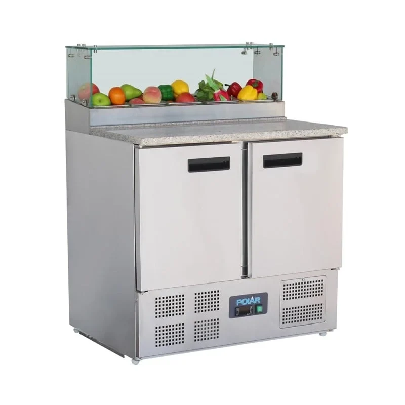 Polar G-Series Table à pizza réfrigérée 2 portes avec vitrine réfrigérée 256L