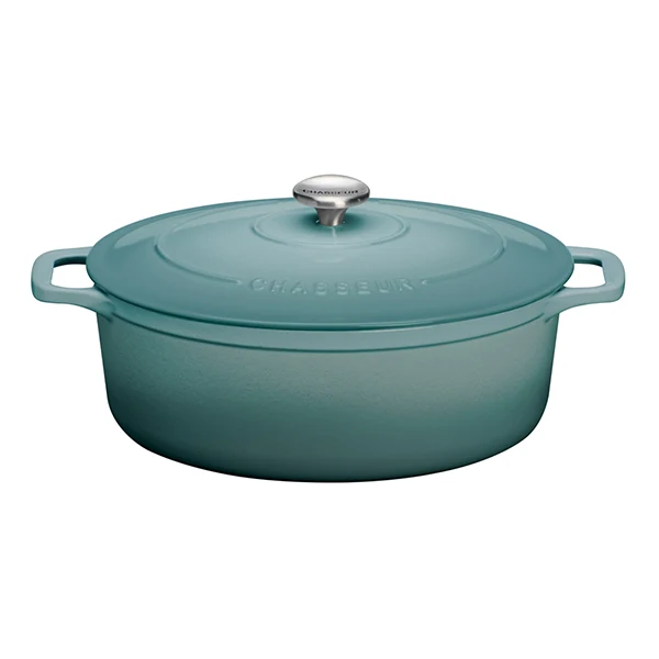 Cocotte ovale en fonte émaillée 33 cm bleu quartz Chasseur