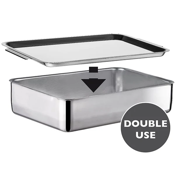 Plat à four Inox extra profond avec couvercle Duplex Inoxriv