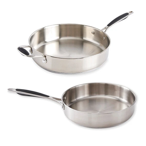 Lot 2 sauteuses tout inox Excell’Inox 24 cm avec poignée et 28 cm avec contre-poignée Mathon