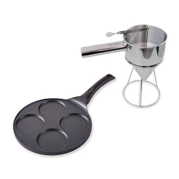Lot poêle 4 pancakes et entonnoir à piston Mathon