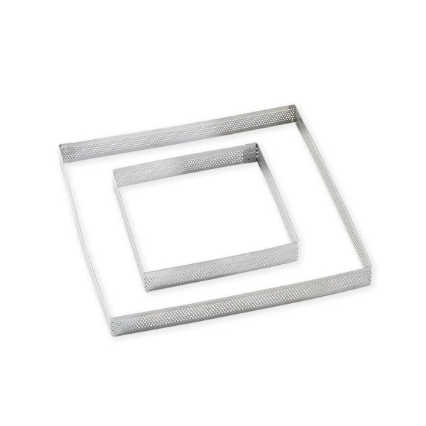 Lot de 2 cercles à tarte perforés en inox carré 12 et 20 cm Mathon