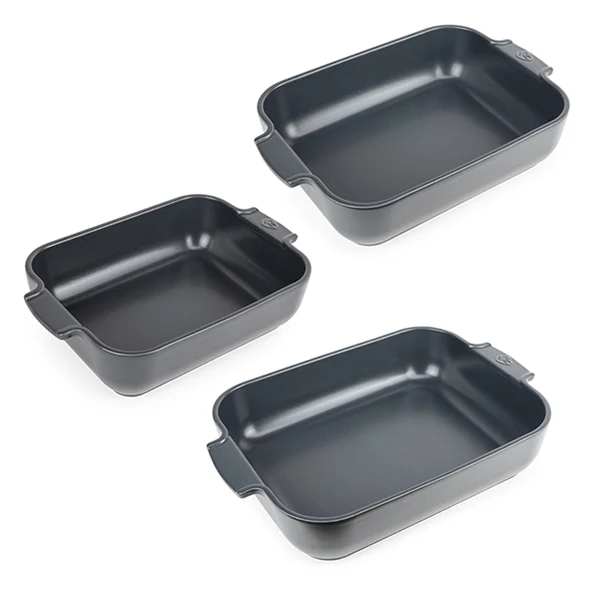 Set de 3 plats à four céramique Appolia rectangulaires ardoise 25, 32 et 40 cm Peugeot