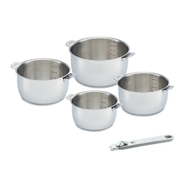 Lot de 4 casseroles Select et poignée amovible grise Beka