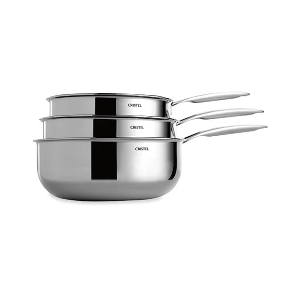 Lot 3 casseroles inox Castel'Pro 16,18 et 20 cm Cristel