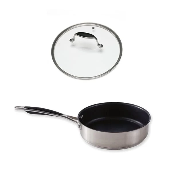 Lot sauteuse inox antiadhérente Excell'Inox 20 cm et couvercle en verre Mathon