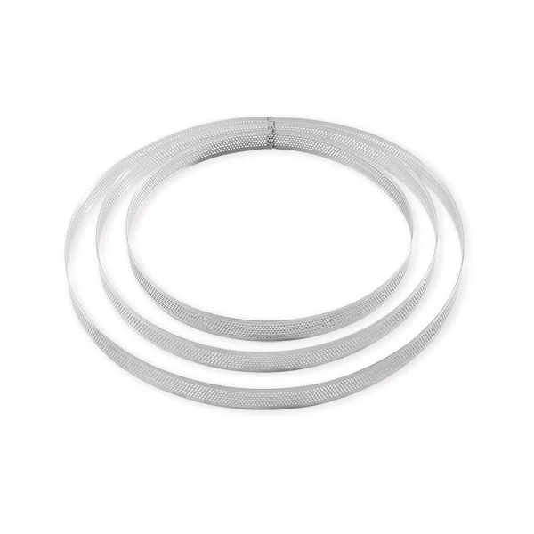 Lot 3 cercles à tarte perforés en inox rond 20 - 24 - 28 cm Mathon