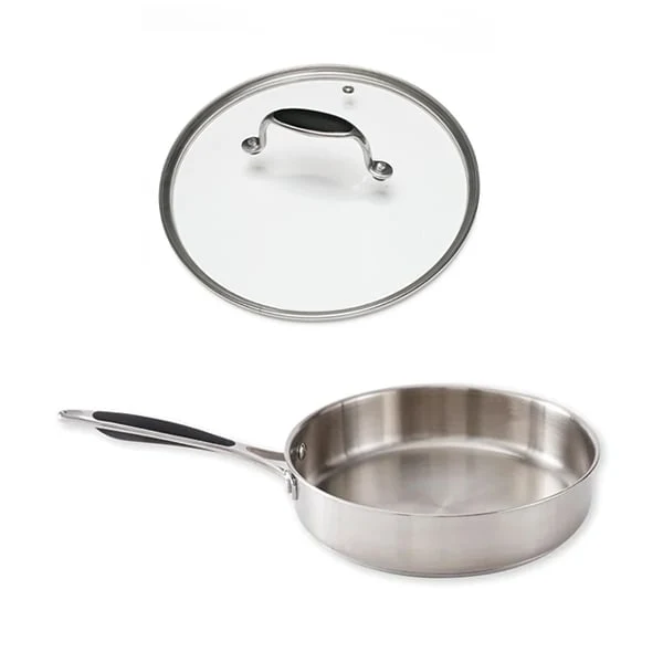 Lot sauteuse tout inox Excell'Inox 24 cm et couvercle en verre Mathon