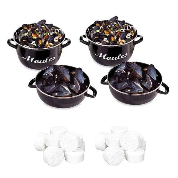 Lot de 2 marmites à moules 18 cm et tubes de 20 lingettes magiques