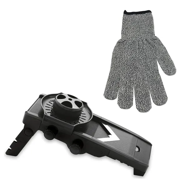 Lot mandoline V 5 lames et gant contre les coupures Mathon