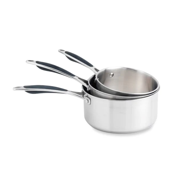 Lot 3 casseroles inox Excell'Inox 14, 16 et 18 cm Mathon