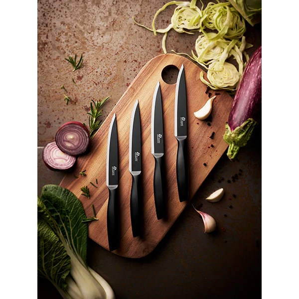 Set 4 couteaux à steak lame noire Essentiels Pradel Excellence