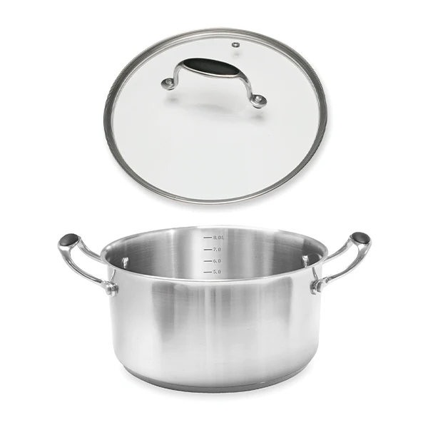 Lot faitout inox Excell’Inox 28 cm et couvercle en verre Mathon