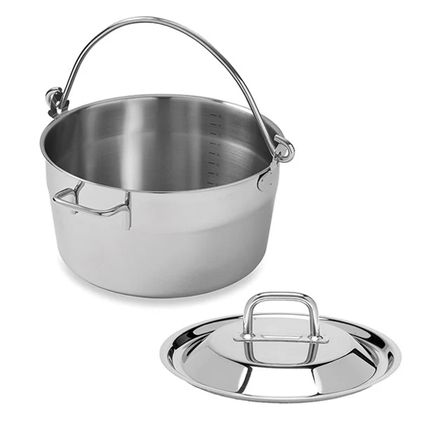 Lot marmite à confiture ou crustacé et couvercle inox 30 cm