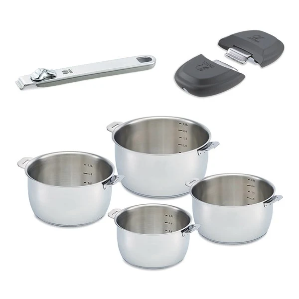 Lot 4 casseroles Select avec une poignée et 2 anses gris Beka