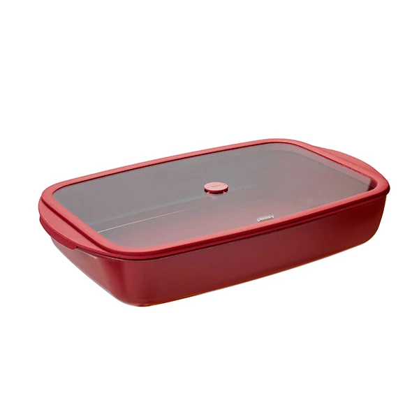 Plat à four rectangulaire en verre borosilicate avec couvercle Grenat 3,6 L Pebbly