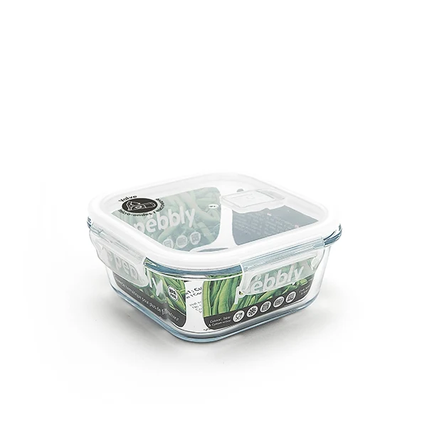 Plat carré en verre 800ml Pebbly