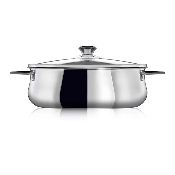 Faitout ovale Superchef 30 cm avec couvercle en verre et grille Inoxriv