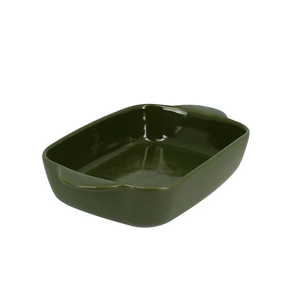 Plat à four rectangulaire Octave en grès vert 21,8 x 13,5 cm Menastyl