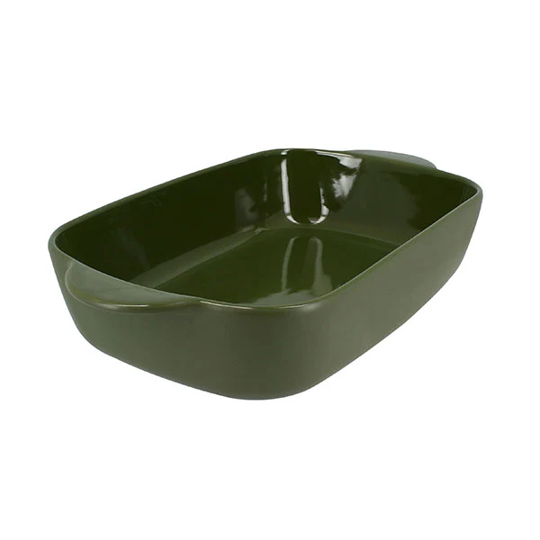Plat à four rectangulaire Octave en grès vert 38 x 23 cm Menastyl