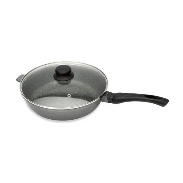 Sauteuse revêtement Dur comme la pierre 24 cm et couvercle en verre Mathon