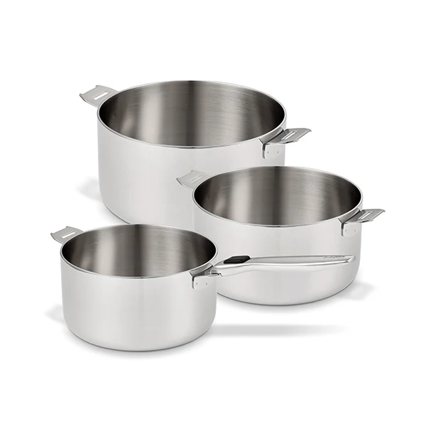Set 3 casseroles inox Evolution 16, 18 et 20 cm et manche amovible Beka
