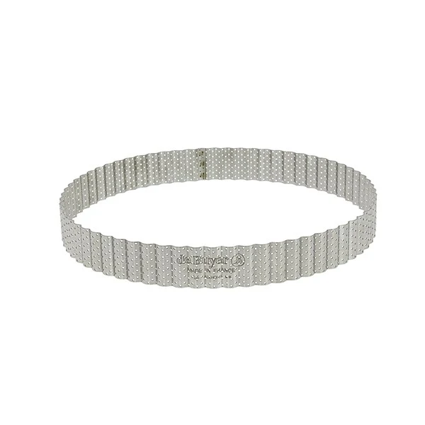 Cercle à tarte perforé cannelé acier inoxydable 24 cm De Buyer