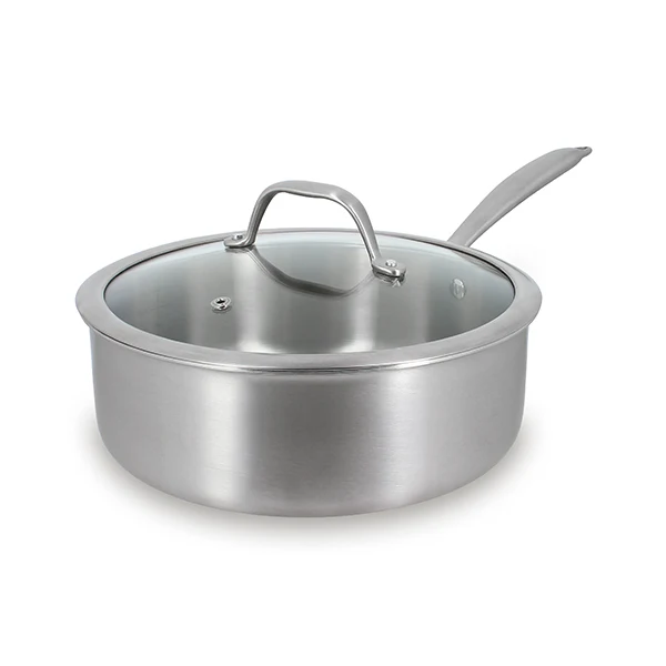 Sauteuse tout inox Triply 24 cm et couvercle en verre Menastyl