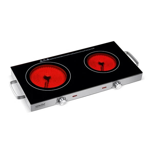 Plaque vitrocéramique 2 foyers 1800 W et 1000 W 64 x 30 cm KCP.PV2800 Kitchen Chef Professional