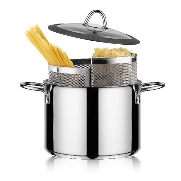 Cuiseur à pâte duetto acier inoxydable et couvercle verre 24 cm Inoxriv