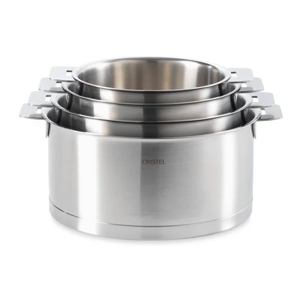 Set 4 casseroles inox Strate sans manche 14, 16, 18 et 20 cm Cristel