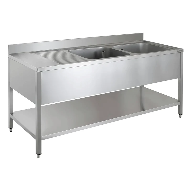 Table de plonge ECO 15x6 avec 2 cuves à droite