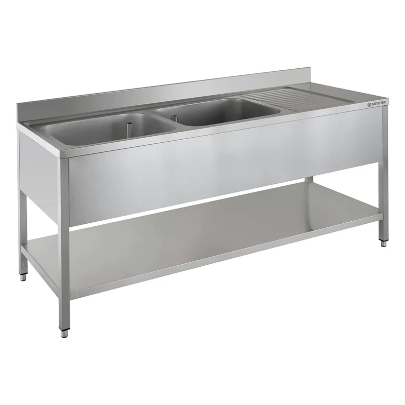 Table de plonge ECO 15x6 avec 2 cuves à gauche
