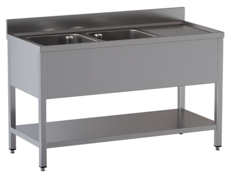 Table de plonge ECO 15x7 avec 2 cuves à gauche
