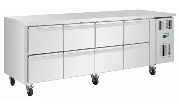 Table réfrigérée Polar Série U 8 tiroirs 616 litres sur roulettes