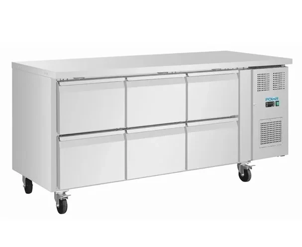 Table réfrigérée Polar Série U 6 tiroirs 465 litres sur roulettes