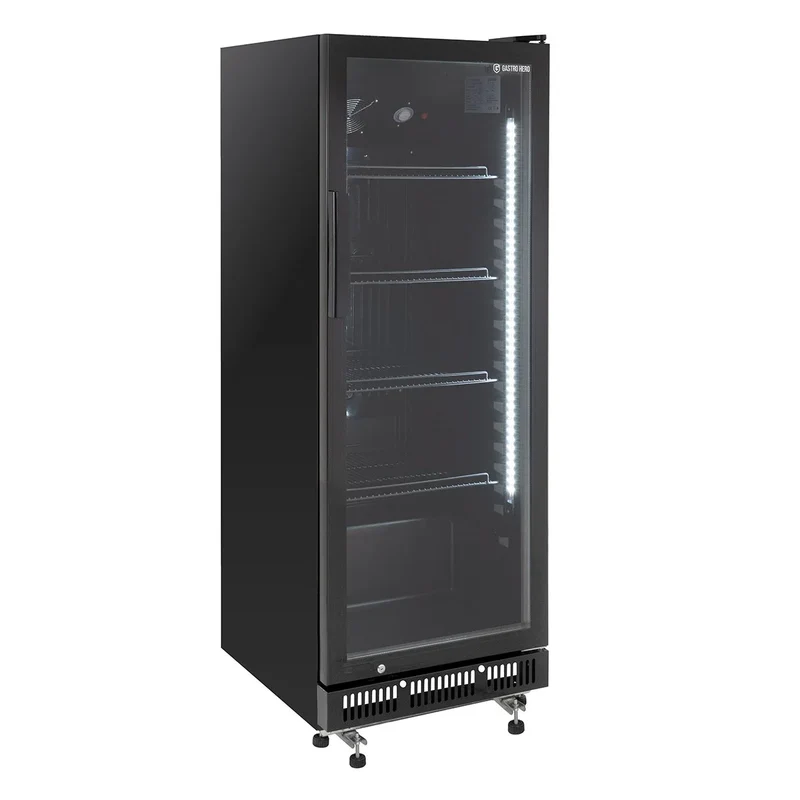 Armoire à boissons GKSE230, volume utile 230 litres, 4 clayettes réglables, éclairage intérieur, verrouillable, noir