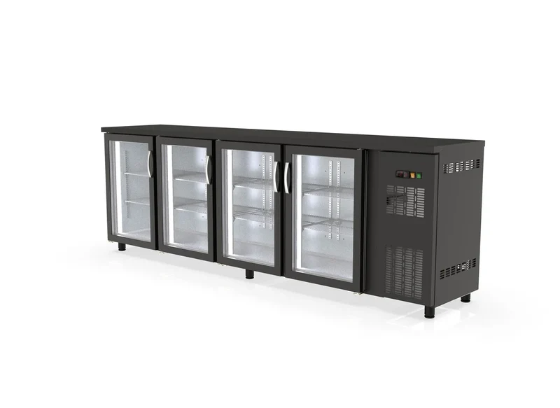 Table réfrigérée de bar Coreco PROFI 4/0G avec 4 portes vitrées