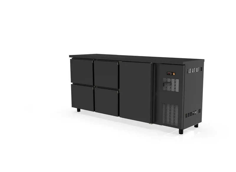 Table réfrigérée de bar Coreco PROFI 1/4 avec 1 porte et 4 tiroirs