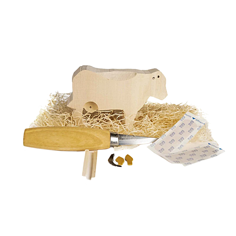 Schweizer Holzschnitz-Set Kuh "Linda"