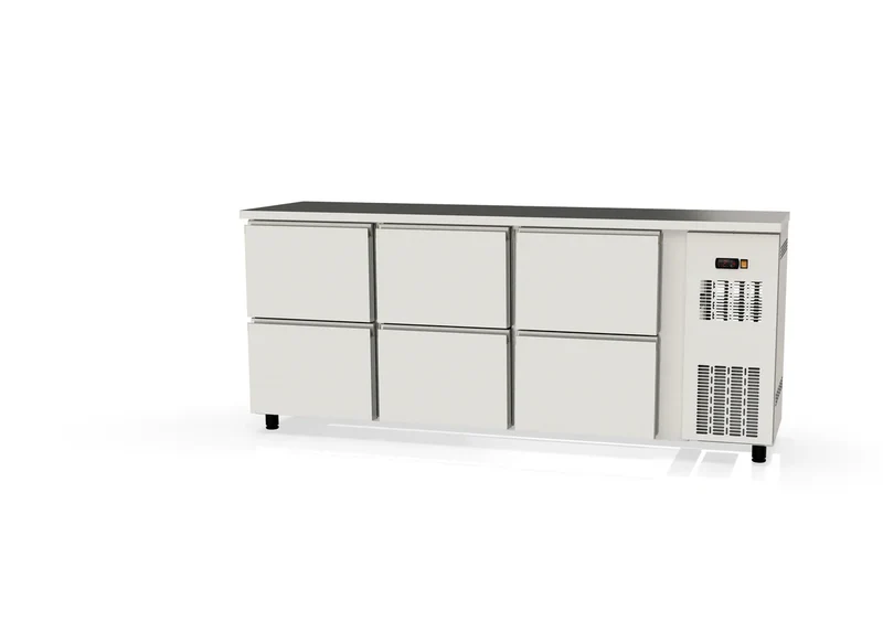 Table réfrigérée de bar Coreco PROFI 0/6 en acier inoxydable avec 6 tiroirs