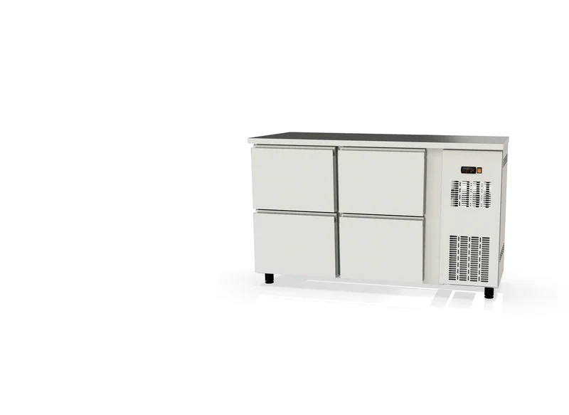 Table réfrigérée de bar Coreco PROFI 0/4 en acier inoxydable avec 4 tiroirs