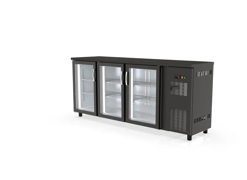 Table réfrigérée de bar Coreco PROFI 3/0G avec 3 portes vitrées
