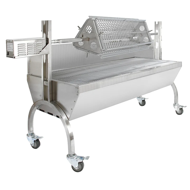 KuKoo Lot de Rôtissoire en Inox (Capacité de 90 kg) & Panier de Gril à Rôtissoire