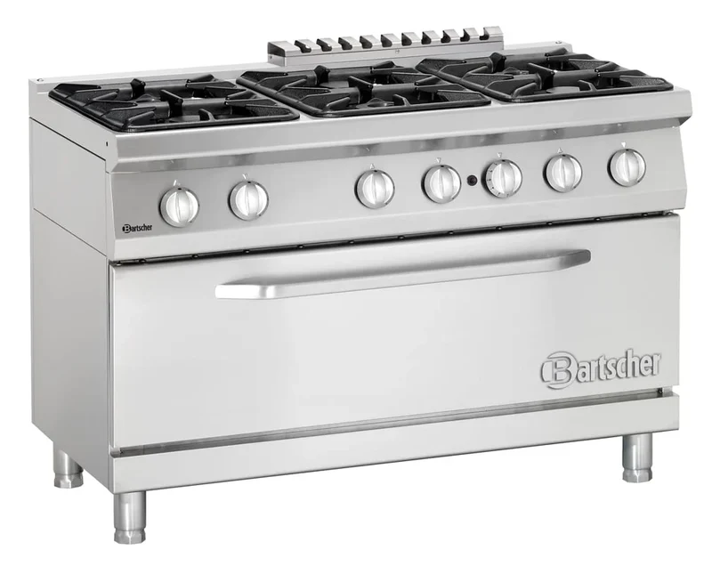 Bartscher Cuisinière à gaz Série 700 Classic, 6 feux - sur pied, four (L)1050 mm