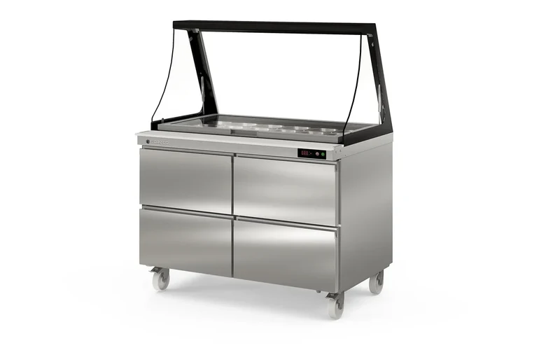 Coreco Saladette US Range 1200 - 0/4 avec rehausse vitrée